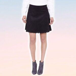 CLUB MONACO Faux Suede Scallop Hem Mini Skirt Sz 4 Lined